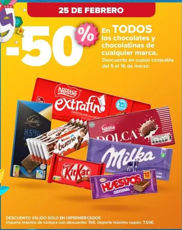 Oferta de Chocolates Y Chocolatinas De Cualquier Marca en Carrefour