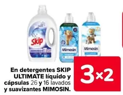 Oferta de En Detergentes Skip Ultimate Líquido Y Cápsulas Y Suavizantes Mimosin en Carrefour