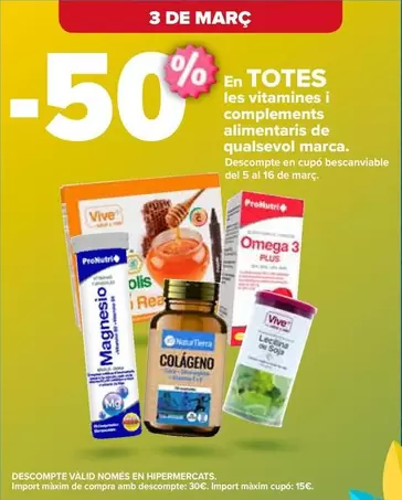 Oferta de Las Vitaminas Y Complementos Alimenticios De Cualquier Marca en Carrefour