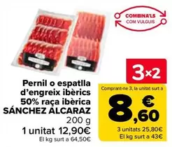 Oferta de Sánchez Alcaraz - Jamón O Paleta De Cebo Ibérico 50% Raza Ibérica en Carrefour