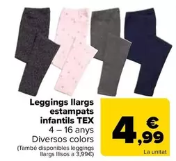 Oferta de TEX - Legging Largo Estampado Infantil por 4,99€ en Carrefour