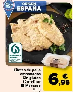 Oferta de Carrefour El Mercado - Filetes De Pollo Empanados Sin Gluten por 6,95€ en Carrefour