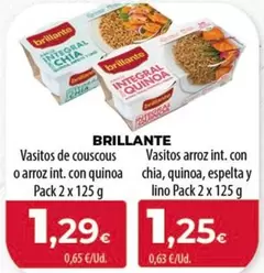 Oferta de Brillante - Vasitos Arroz Int. Con Chia, Quinoa, Espelta Y Lino por 1,25€ en SPAR Lanzarote