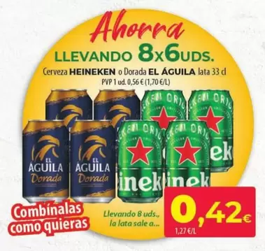 Oferta de Cerveza Heineken O Dorada El Aguila Lata  por 0,56€ en Spar La Palma