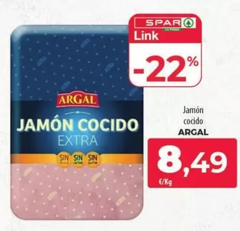 Oferta de Argal - Jamón Cocido por 8,49€ en Spar La Palma