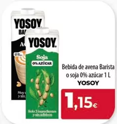 Oferta de YoSoy - Bebida De Avena Barista O Soja 0% Azucar por 1,15€ en Spar Tenerife