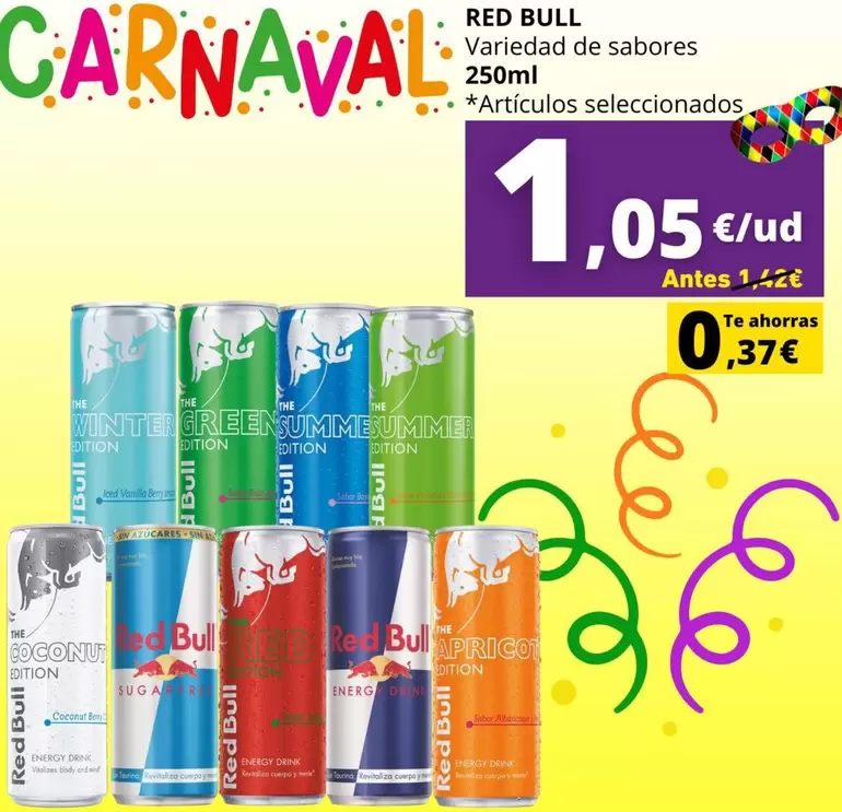 Oferta de Red Bull - Variedad De Sabores por 1,05€ en Supermercados Tu Alteza