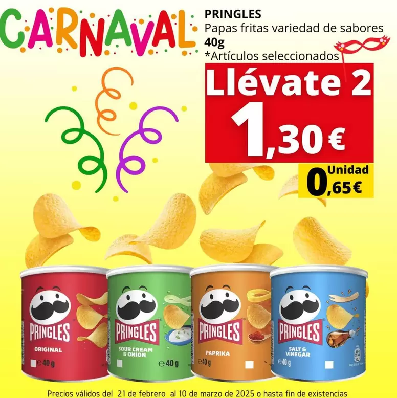 Oferta de Pringles - Papas Fritas Variedad De Sabores por 0,65€ en Supermercados Tu Alteza