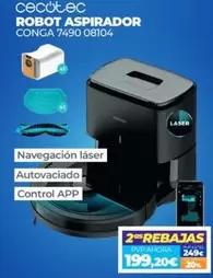 Oferta de Cecotec - Robot Aspirador Conga 7490 08104 por 199,2€ en Electrocash