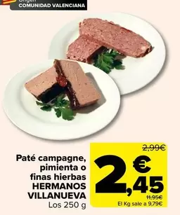 Oferta de Pate campagne, pimienta o finas hierbas por 2,45€ en Carrefour