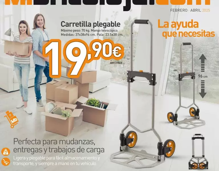 Oferta de Carretilla Plegable por 19,9€ en Mi Bricolaje