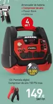 Oferta de 12V/ Pantalla Digital/ Compresor De Aire 150 Psi Max por 149€ en Mi Bricolaje