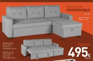 Oferta de Sofa Cama Chaiselongue por 495€ en Mi Bricolaje