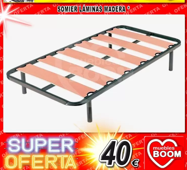 Oferta de Somier Lamimas Madera por 40€ en Muebles Boom