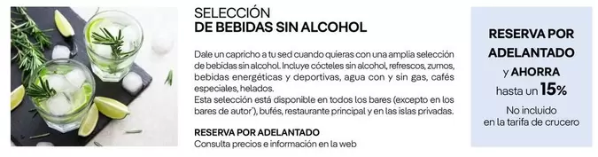 Oferta de Selección De Bebidas Sin Alcohol  en Nautalia Viajes