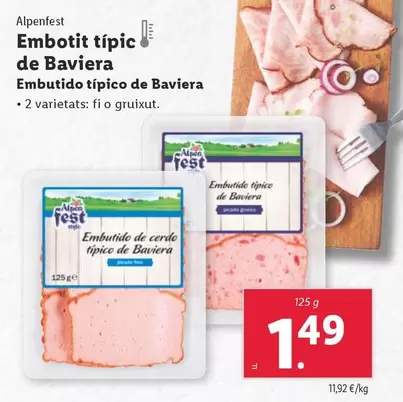 Oferta de Alpenfest - Embutido Tipico De Baviera por 1,49€ en Lidl