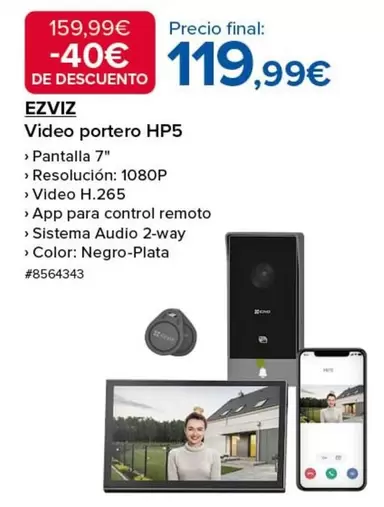 Oferta de Ezviz - Video Portero HP5 por 119,99€ en Costco