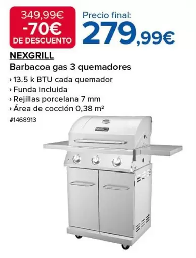 Oferta de Nexgrill - Barbacoa Gas 3 Quemadores por 279,99€ en Costco