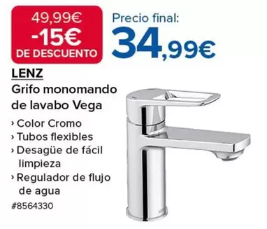 Oferta de Lenz - Grifo Monomando De Lavabo Vega por 34,99€ en Costco