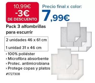 Oferta de Pack 3 Alfombrillas Para Escurrir por 7,99€ en Costco