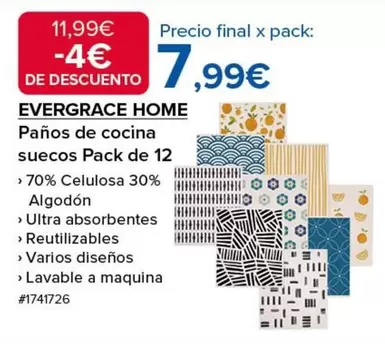 Oferta de Evergrace Home - Panos De Cocina Suecos por 7,99€ en Costco