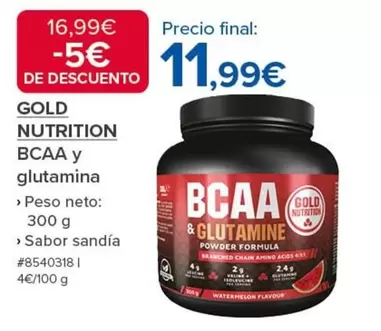 Oferta de Gold Nutrition - BCAA Y Glutamina por 11,99€ en Costco