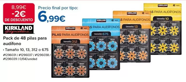 Oferta de Kirkland - Pack De 48 Pilas Para Audifono por 6,99€ en Costco