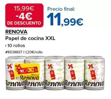 Oferta de Renova - Papel De Cocina XXl por 11,99€ en Costco