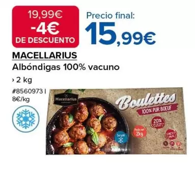 Oferta de Albondigas 100% Vacuno por 15,99€ en Costco