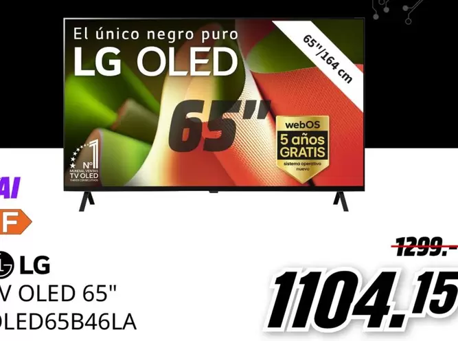 Oferta de LG - Oled 65" LED65B46LA por 1104,15€ en MediaMarkt