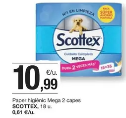 Oferta de Scottex - Paper Higienic Mega 2 Capes por 10,99€ en BonpreuEsclat