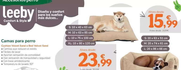 Oferta de Leeby - Camas Para Perro por 15,99€ en Tiendanimal