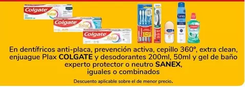 Oferta de En Dentifricos Anti Placa/ Prevencion Activa/ Cepillo 360'/ Extra Clean/ Enjuague Plax Colgate Y Desdorantes 200Ml en Supeco