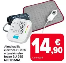 Oferta de Medisana - Almohadilla Eléctrica Hpa60 O Tensiómetro Brazo Bu 95E por 14,9€ en Supeco