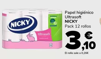 Oferta de Nicky - Papel Higienico Ultrasoft por 3,1€ en Supeco