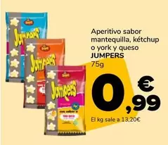 Oferta de Jumpers - Aperitivo Sabor Mantequilla/ Ketchup O York Y Queso por 0,99€ en Supeco