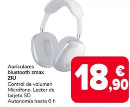 Oferta de Ziu - Auriculares Bluetooth Zmax/ Control De Volumen Microfono por 18,9€ en Supeco