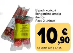 Oferta de Bipack Xoriço I Llonganissa Ampla Iberics por 5,45€ en Supeco