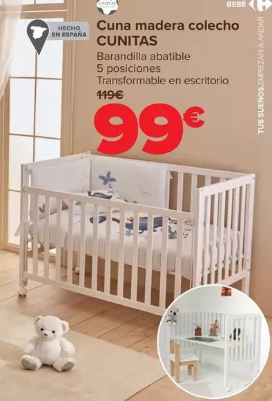 Oferta de Cunitas - Cuna Madera Colecho por 99€ en Carrefour