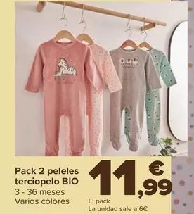 Oferta de TEX - Pack 2 Peleles Terciopelo Bio por 11,99€ en Carrefour