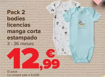 Oferta de Tex - Pack 2 Bodies Licencias Manga Corta Estampado por 12,99€ en Carrefour