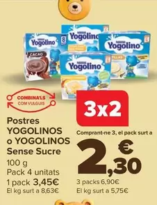 Oferta de Yogolinos - Postre O Sin Azucar por 3,45€ en Carrefour