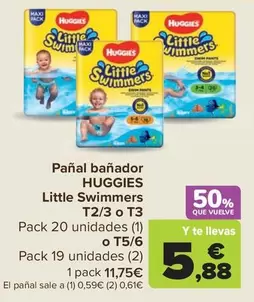 Oferta de Huggies - Pañal Bañador Little Swimmers T2/3 O T3 O T5/6 por 11,75€ en Carrefour