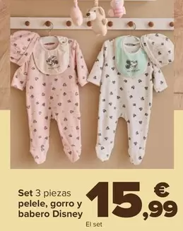 Oferta de Disney - Set 3 Piezas Pelele, Gorro Y Babero  por 15,99€ en Carrefour