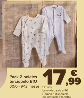 Oferta de Pack 2 Peleles Terciopelo Bio  por 17,99€ en Carrefour