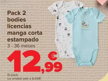 Oferta de TEX - Pack 2 Bodies Licencias Manga Corta Estampado por 12,99€ en Carrefour