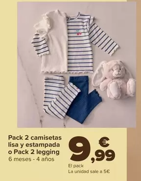 Oferta de Pack 2 Camisetas Lisa Y Estampada O Pack 2 Legging por 9,99€ en Carrefour