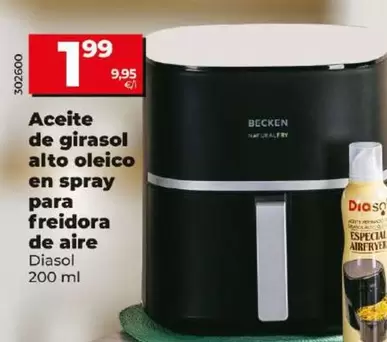 Oferta de Diasol - Aceite De Girasol Alto Oleico En Spray Para Freidora De Aire por 1,99€ en Dia