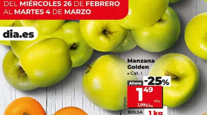 Oferta de Manzana Golden por 1,49€ en Dia