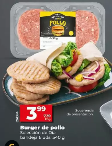 Oferta de Seleccion De Dia - Burger De Pollo por 3,99€ en Dia